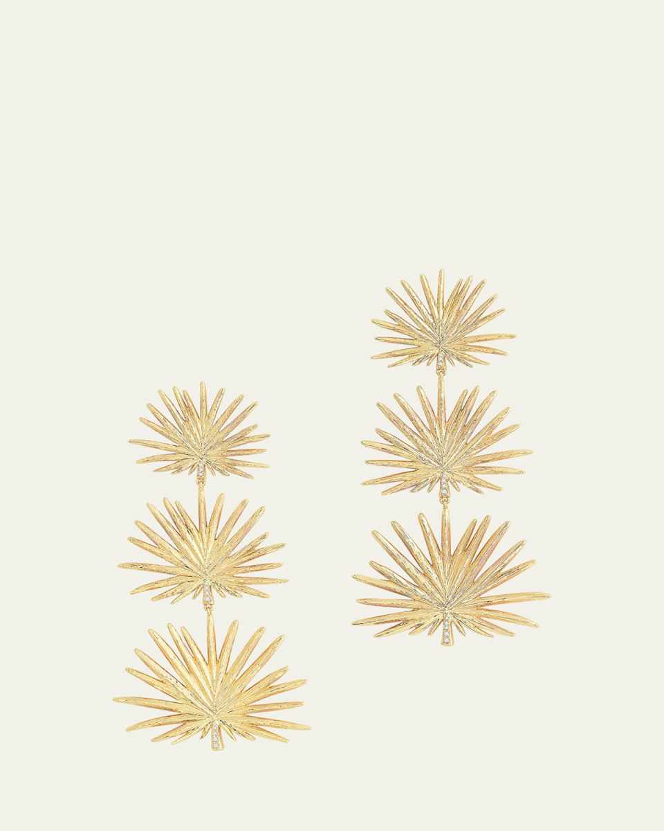 Triple Fan Palm Dangle Earrings, Large